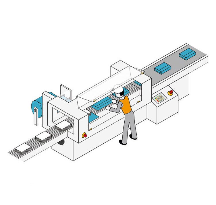 Operator intervention during packaging machine setup with monitored safe motion