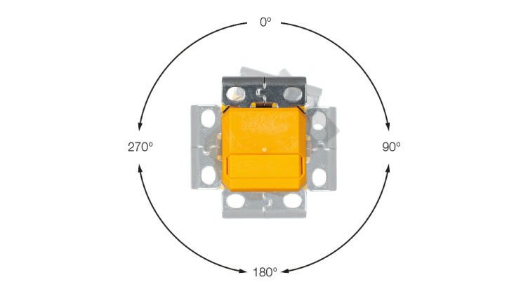 Diagram of Pilz PSEN me4 mechanical safety switch actuation angles