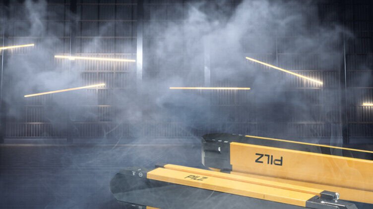 Industrial production environment with dust and smoke where safety light curtains are used
