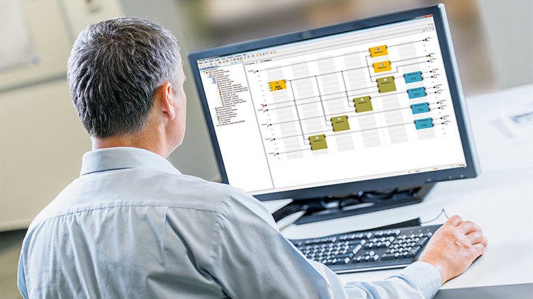 Engineer configuring a Pilz PSS 4000 automation system project