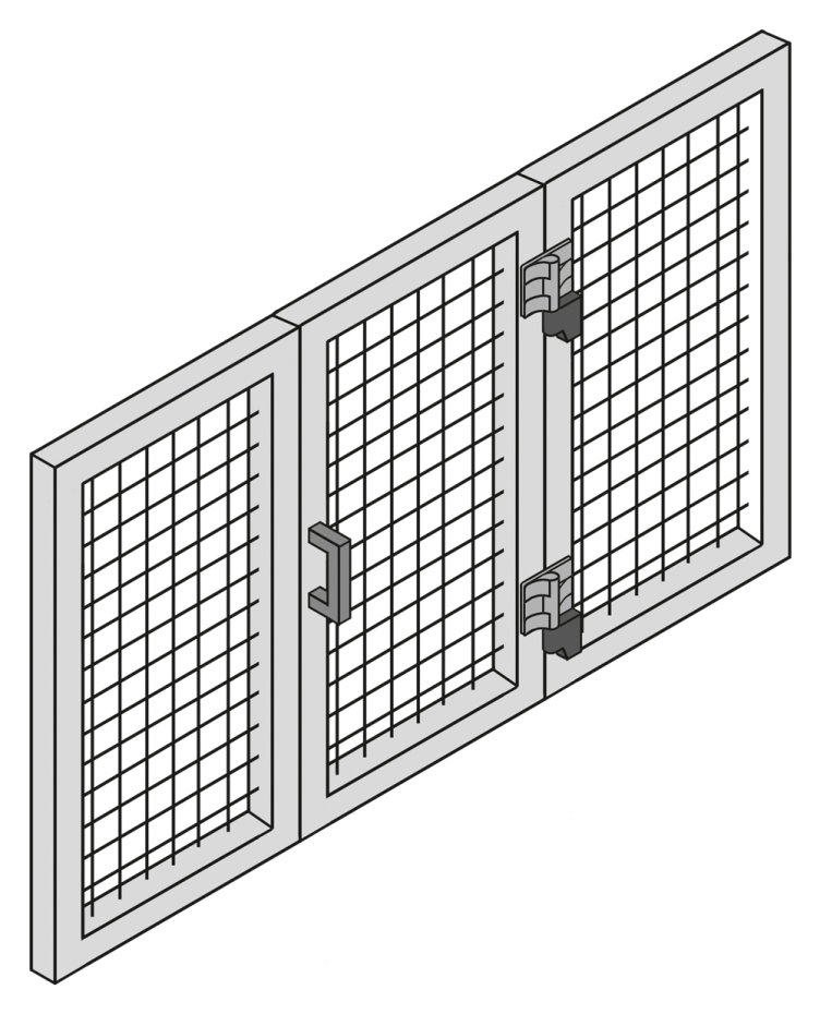 Pilz PSENhinge installed on a hinged machine guard in an industrial application