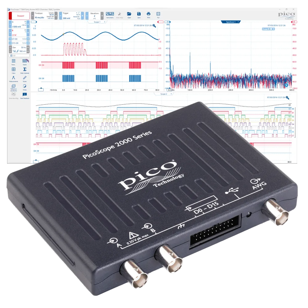 PicoScope 2000 Series compact USB-powered oscilloscope