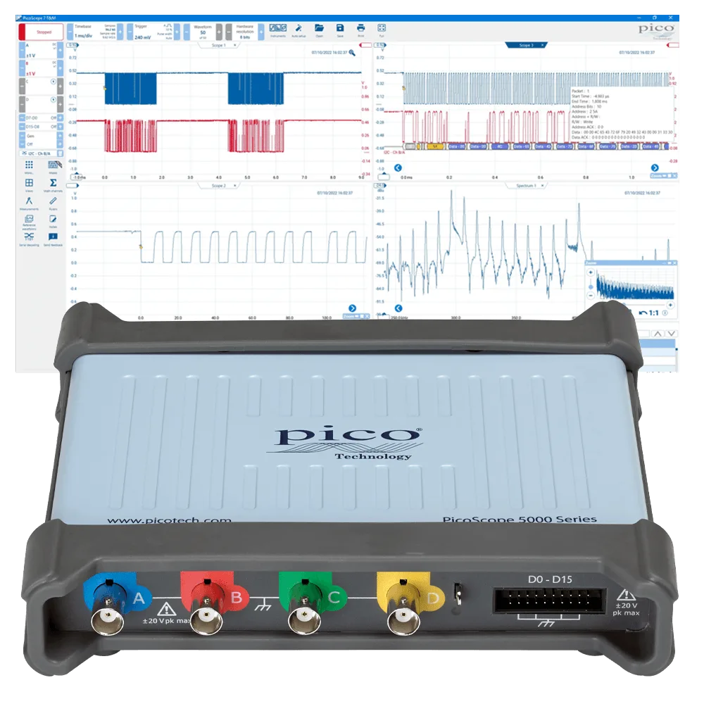 PicoScope 5000 Series high-resolution waveform analysis view
