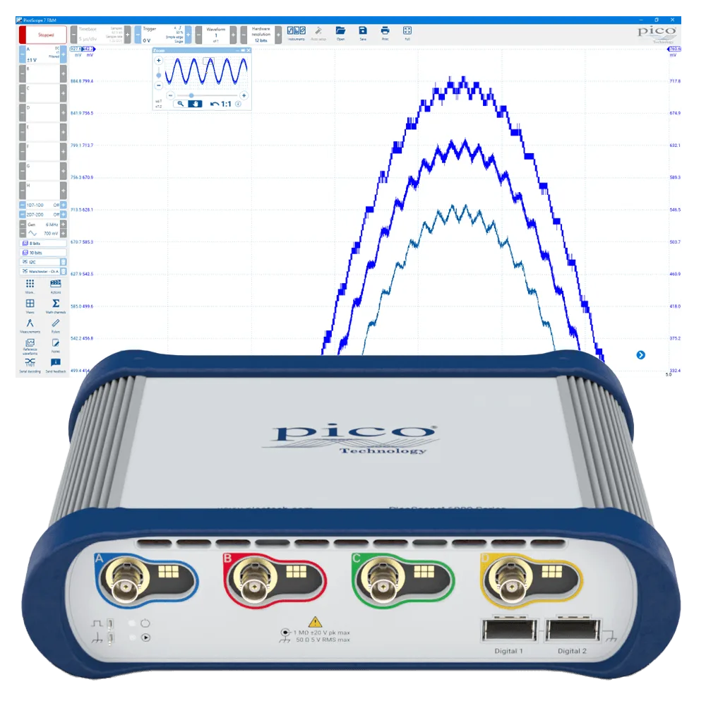 PicoScope 6000E Series four and eight channel oscilloscope configuration