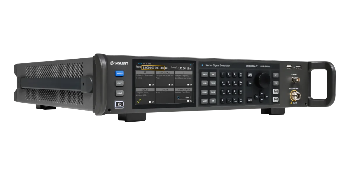 SSG6082A-V RF vector signal generator display and controls