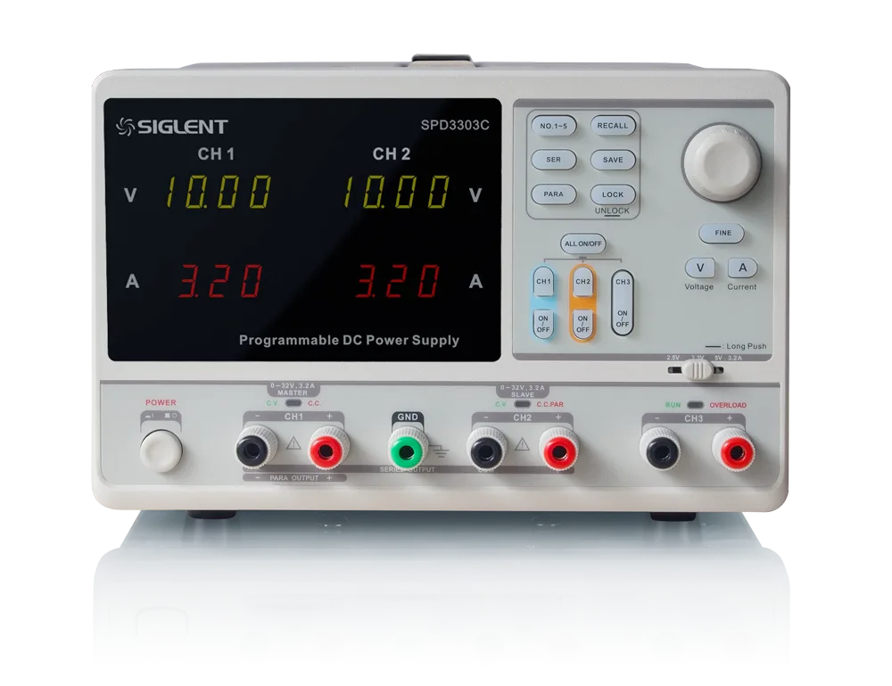 SIGLENT SPD3303C output display and front-panel controls