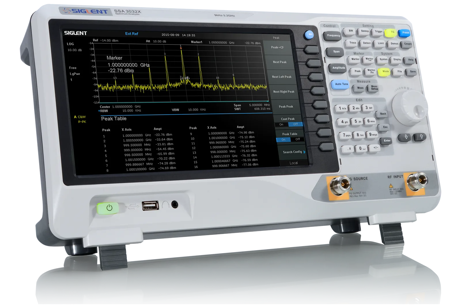SIGLENT SSA3000X spectrum analyzer measurement display