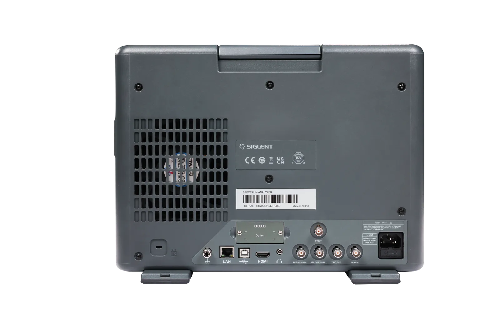 SSA5000A RF spectrum analyzer rear and connectivity view