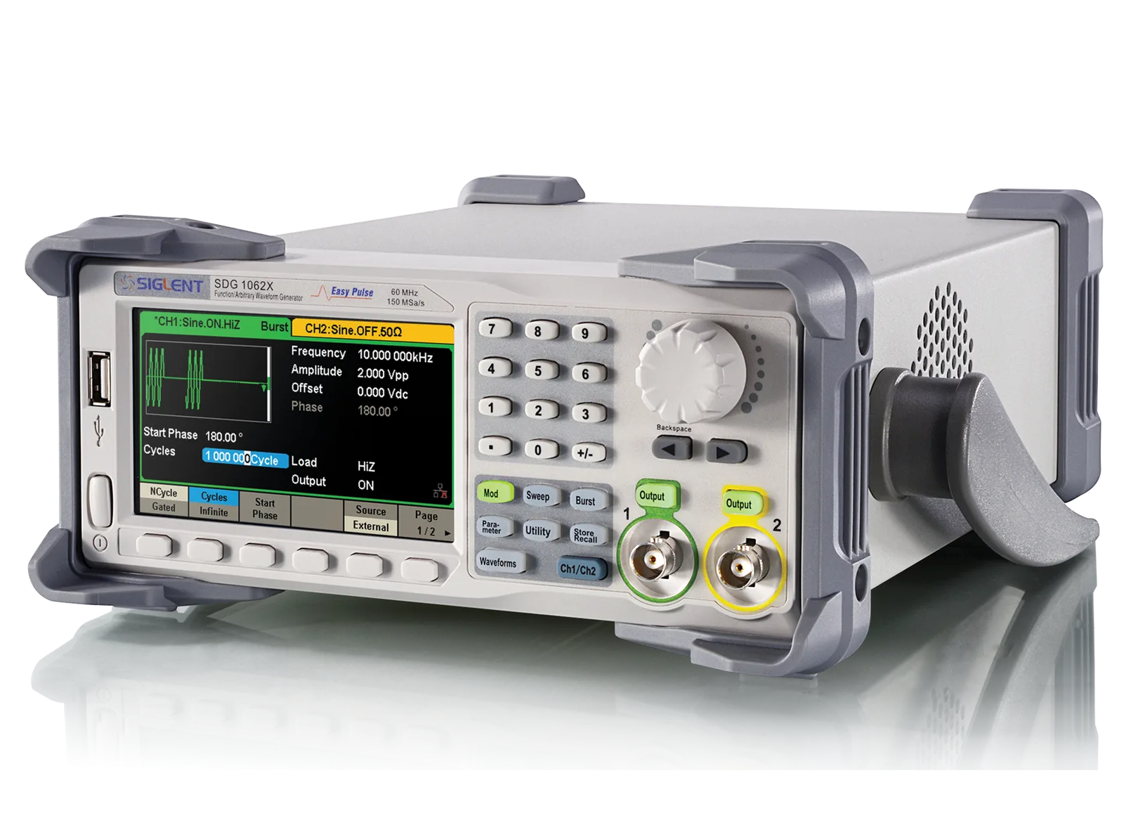 SIGLENT SDG1000X waveform generator display and interface view
